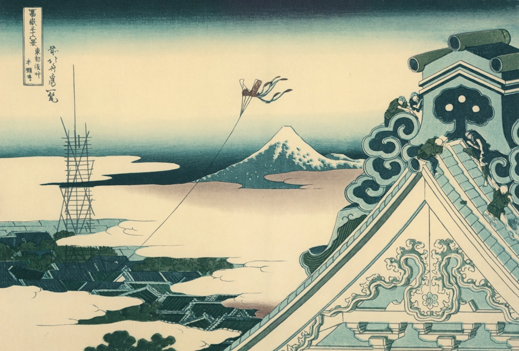 Thirty-Six Views of Mount Fuji: Asakusa Hongan Temple in Edo by Katsushika Hokusai (circa 1830) | from Complete Collection of Ukiyo-e Prints, Separate Volume II