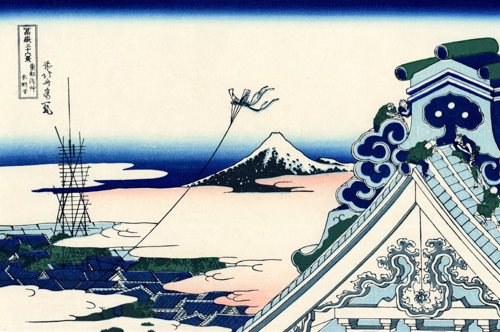 Thirty-Six Views of Mount Fuji: Asakusa Hongan Temple in Edo by Katsushika Hokusai (circa 1830) | from Visipix