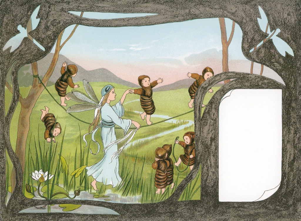 Plate #2 from “The Story of the Butterfly Children” by Sibylle von Olfers | The caterpillars have a dance lesson.