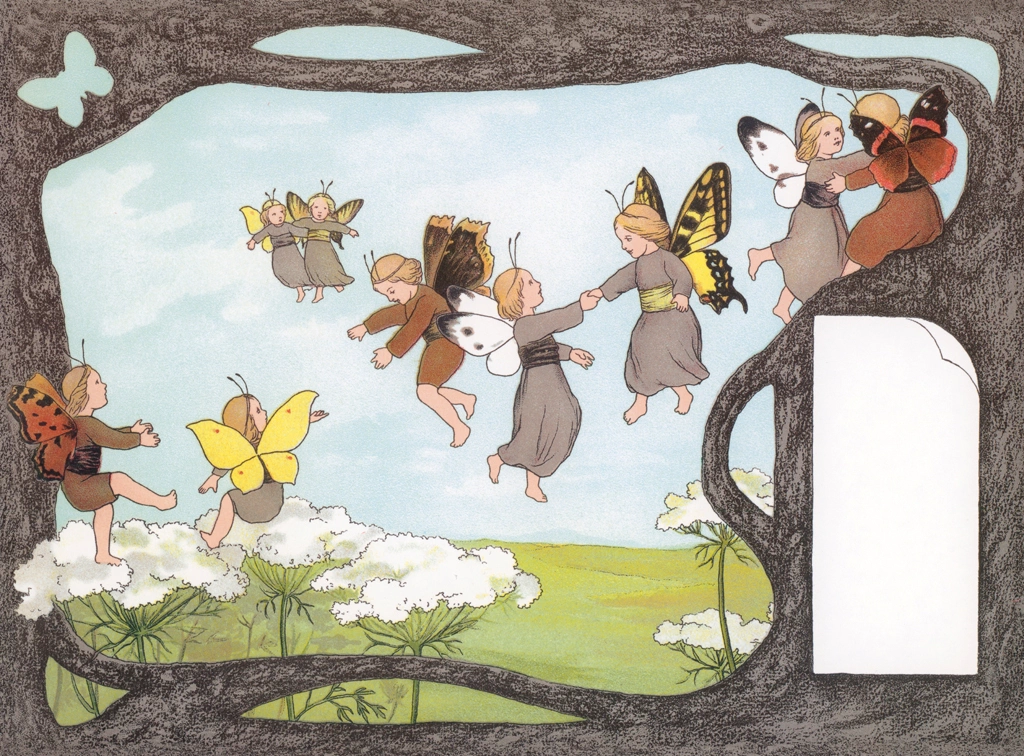 Plate #6 from “The Story of the Butterfly Children” by Sibylle von Olfers | The other butterflies follow.