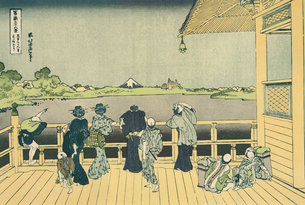 Thirty-Six Views of Mount Fuji: Sazaidō at Gohyakurakan Temple by Katsushika Hokusai (circa 1830) | from Complete Collection of Ukiyo-e Prints, Separate Volume II