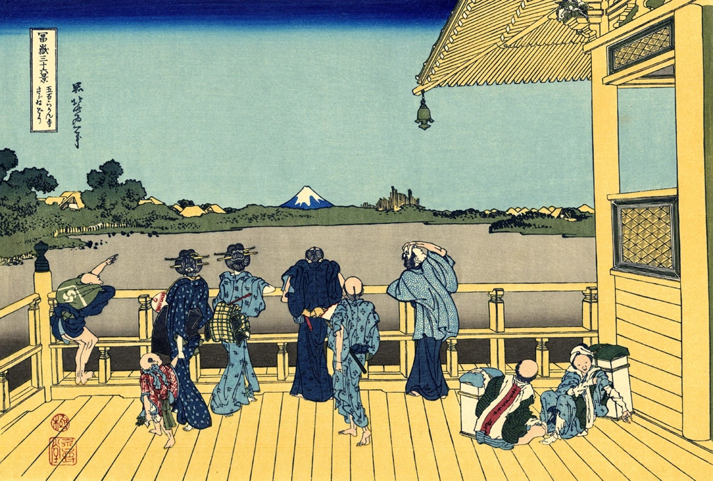 Thirty-Six Views of Mount Fuji: Sazaidō at Gohyakurakan Temple by Katsushika Hokusai (circa 1830) | from Visipix