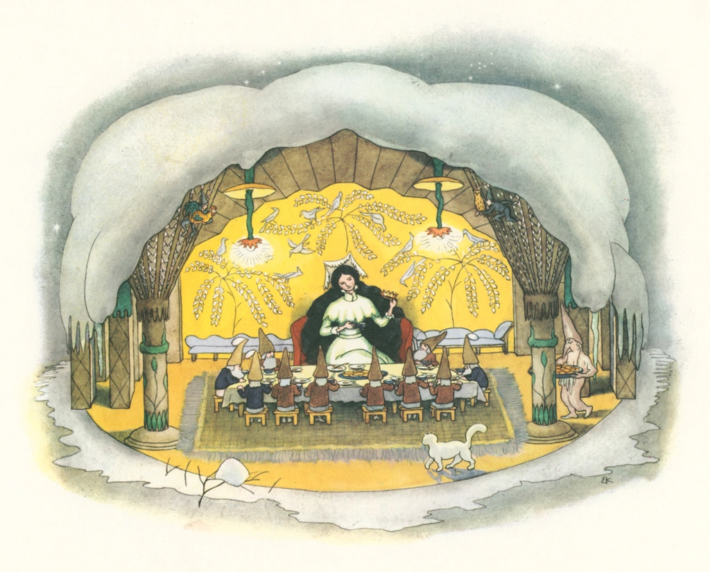 Banquet from “Winter’s Tale” by Ernst Kreidolf | from Fukuinkan Shoten