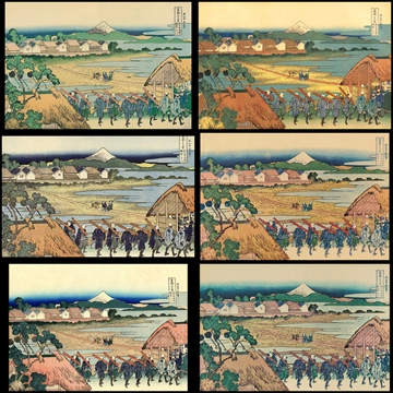 「富嶽三十六景 従千住花街眺望の不二」 葛飾北斎 （1830年頃）