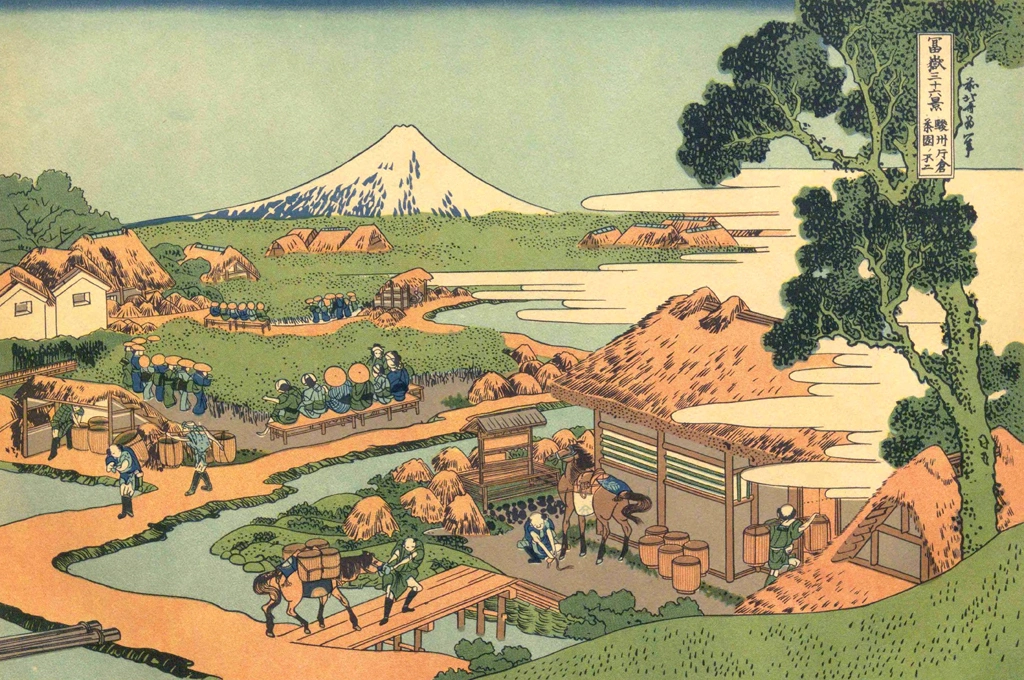 Thirty-Six Views of Mount Fuji: Tea Plantation at Katakura in Suruga Province by Katsushika Hokusai (circa 1830) | from Katsushika Hokusai Fujiyama 36 view