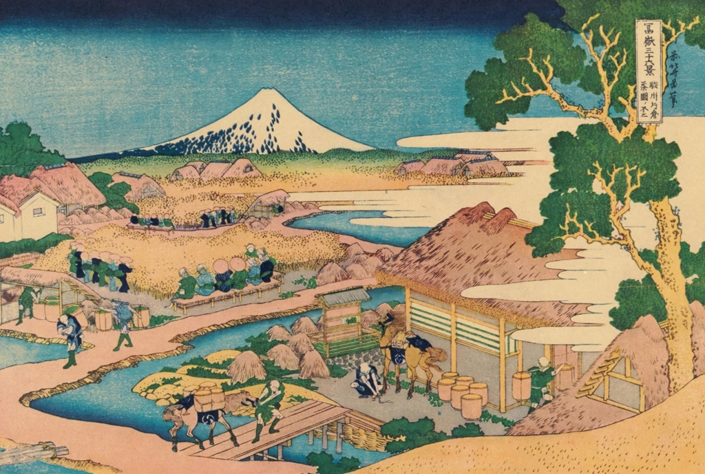 Thirty-Six Views of Mount Fuji: Tea Plantation at Katakura in Suruga Province by Katsushika Hokusai (circa 1830) | from Fugaku Sanjūrokkei