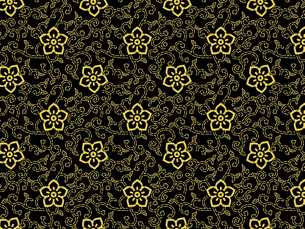 Set of 6 Vine and Flower Pattern Background Illustrations and Vectors | Gold and Black