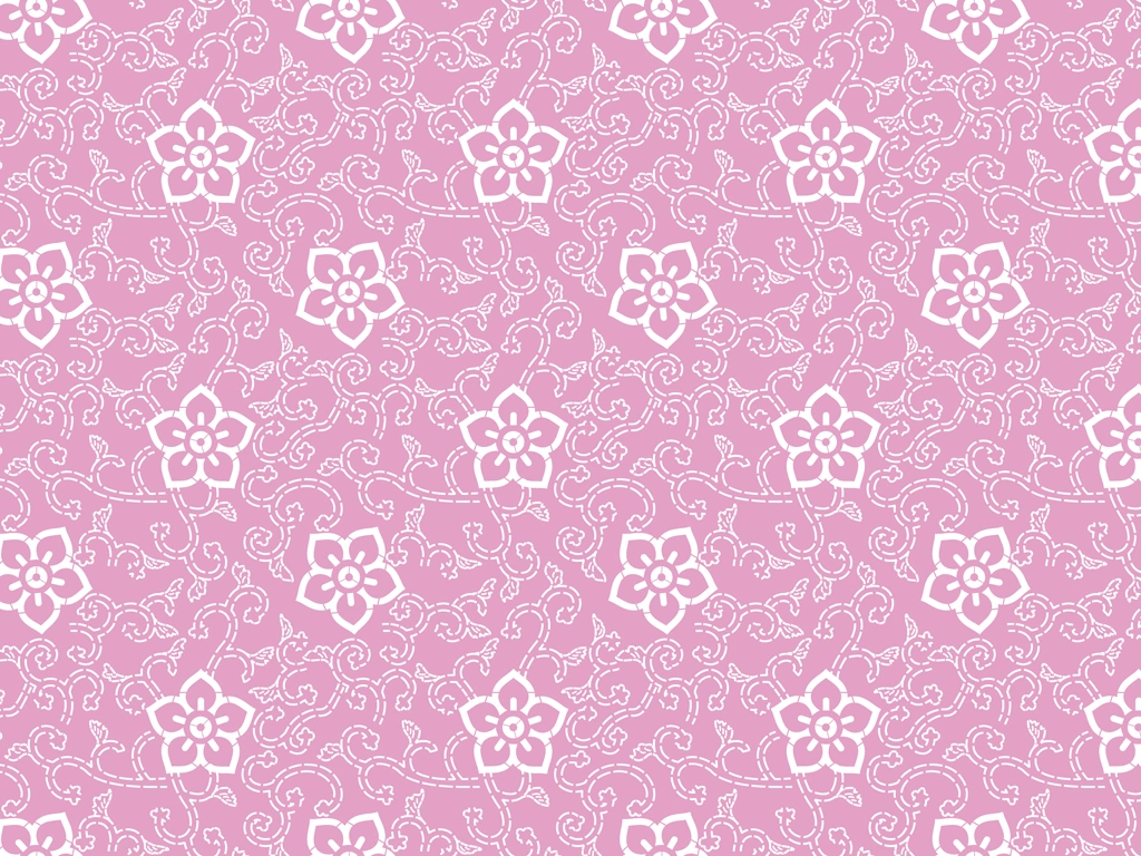 Set of 6 Vine and Flower Pattern Background Illustrations and Vectors | White and Pink