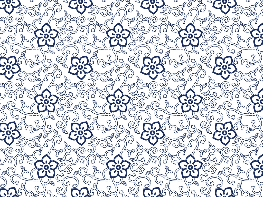 Set of 6 Vine and Flower Pattern Background Illustrations and Vectors | Blue and White