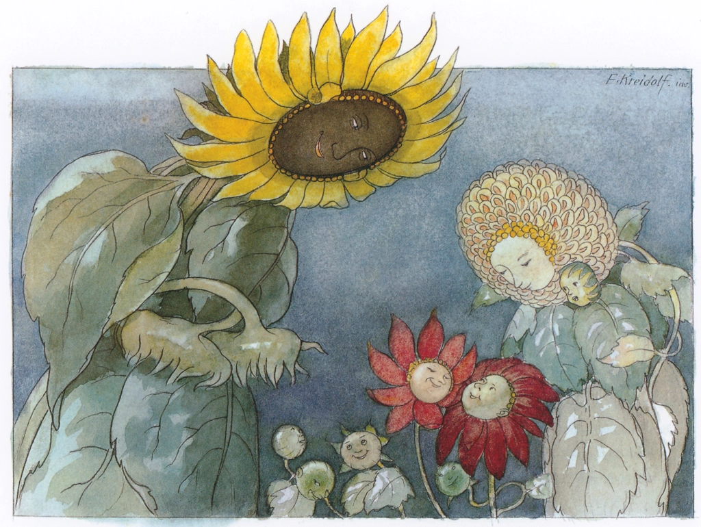 Sunflower and Dahlia from “Flower Fairy Tales” by Ernst Kreidolf | from NorthSouth Books