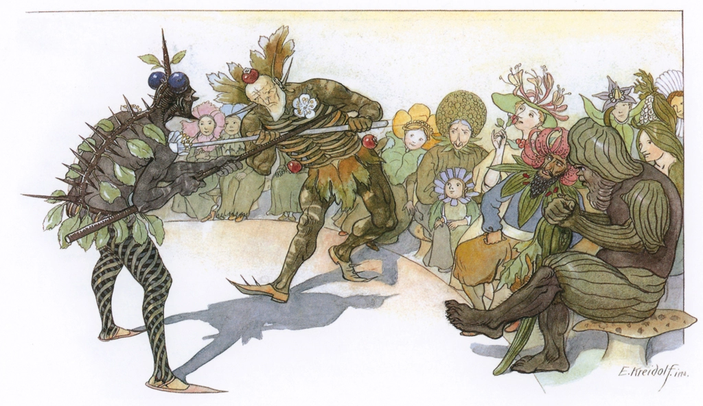 Fighting Game from “Flower Fairy Tales” by Ernst Kreidolf | from NorthSouth Books