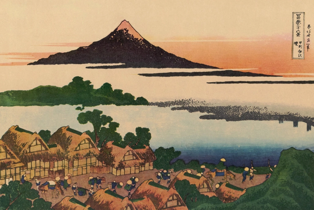 Thirty-Six Views of Mount Fuji: Dawn at Isawa in Kai Province by Katsushika Hokusai (circa 1830) | from Fugaku Sanjūrokkei