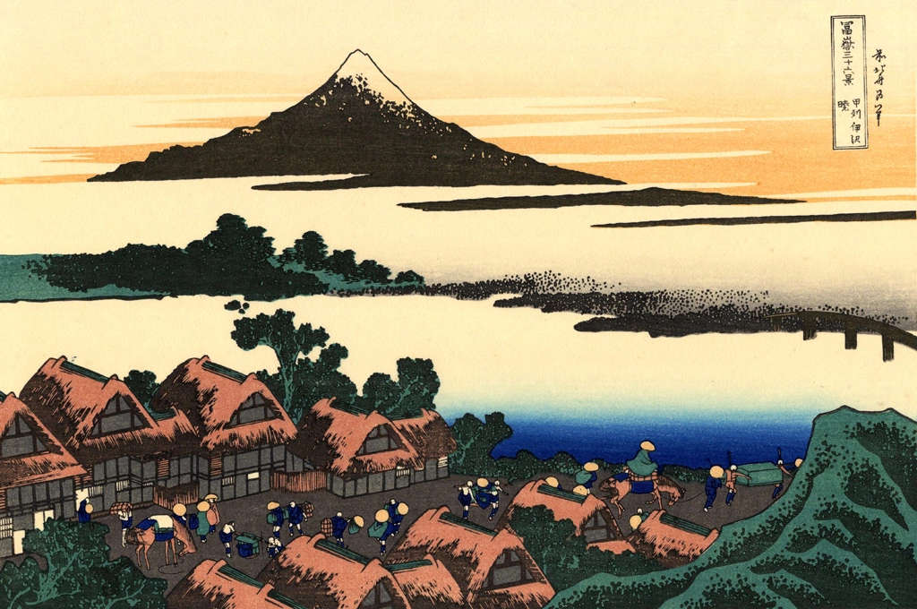 Thirty-Six Views of Mount Fuji: Dawn at Isawa in Kai Province by Katsushika Hokusai (circa 1830) | from Visipix