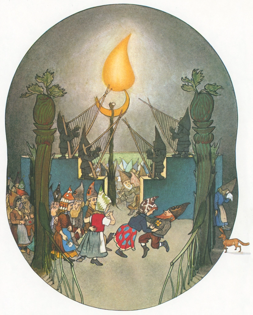 Dancing in the Rotunda from “Meadow Dwarfs” by Ernst Kreidolf | from Fukuinkan Shoten