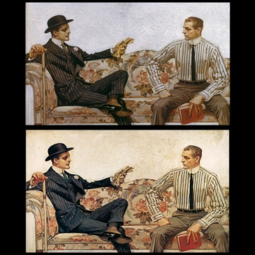 Two Men on Sofa (Arrow Collar Advertisement) by J. C. Leyendecker (1912)