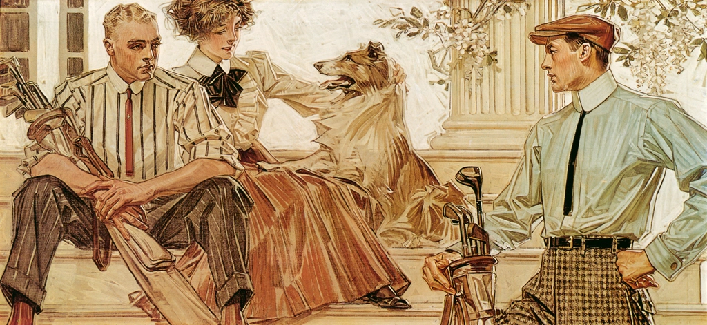 Arrow Collar Advertisement with Collie by J. C. Leyendecker (1910) | from The J. C. Leyendecker Poster Book