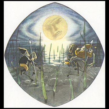 Two Meadow Dwarf Viewing the Full Moon from “Meadow Dwarfs” by Ernst Kreidolf