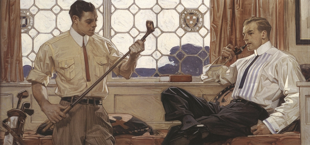 Men with Golf Clubs (Arrow Collar Advertisement) by J. C. Leyendecker (1914) | from J.C. Leyendecker: American Imagist