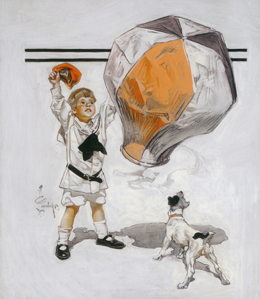 Young Boy, His Dog and a Balloon by J. C. Leyendecker (1907) | from J.C. Leyendecker: American Imagist