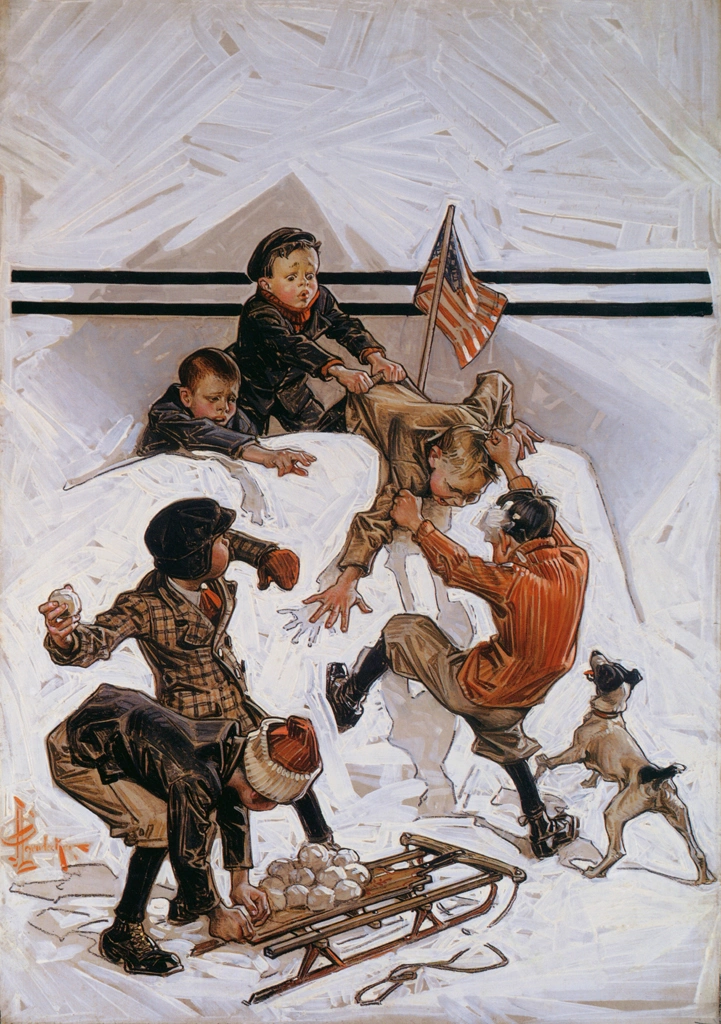 Snowball Fight by J. C. Leyendecker (1911) | from J.C. Leyendecker: American Imagist