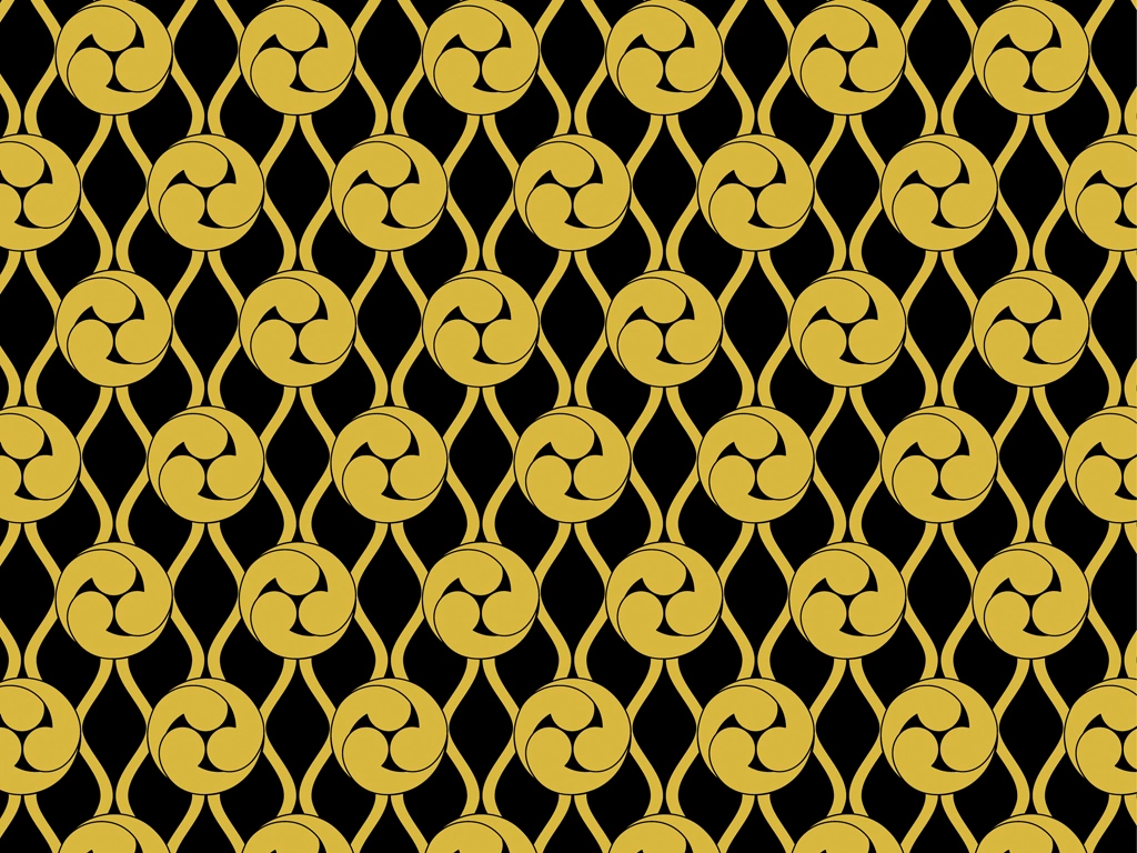 Set of 6 Left Threefold Tomoe Pattern Background Illustrations and Vectors | Gold and Black