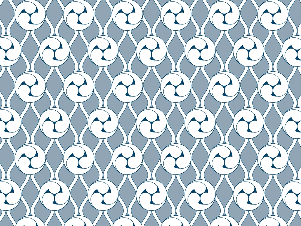 Set of 6 Left Threefold Tomoe Pattern Background Illustrations and Vectors | White and Blue Gray