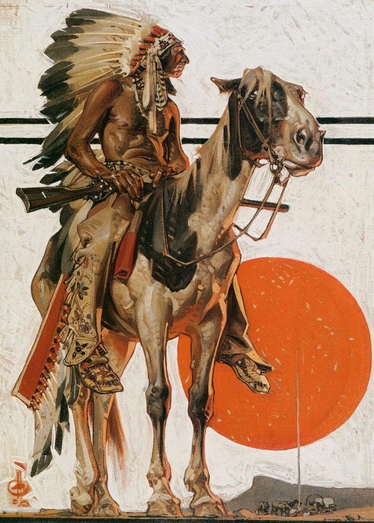 「インディアンと焚き火」 J・C・ライエンデッカー （1923年） | J.C. Leyendecker: American Imagistより