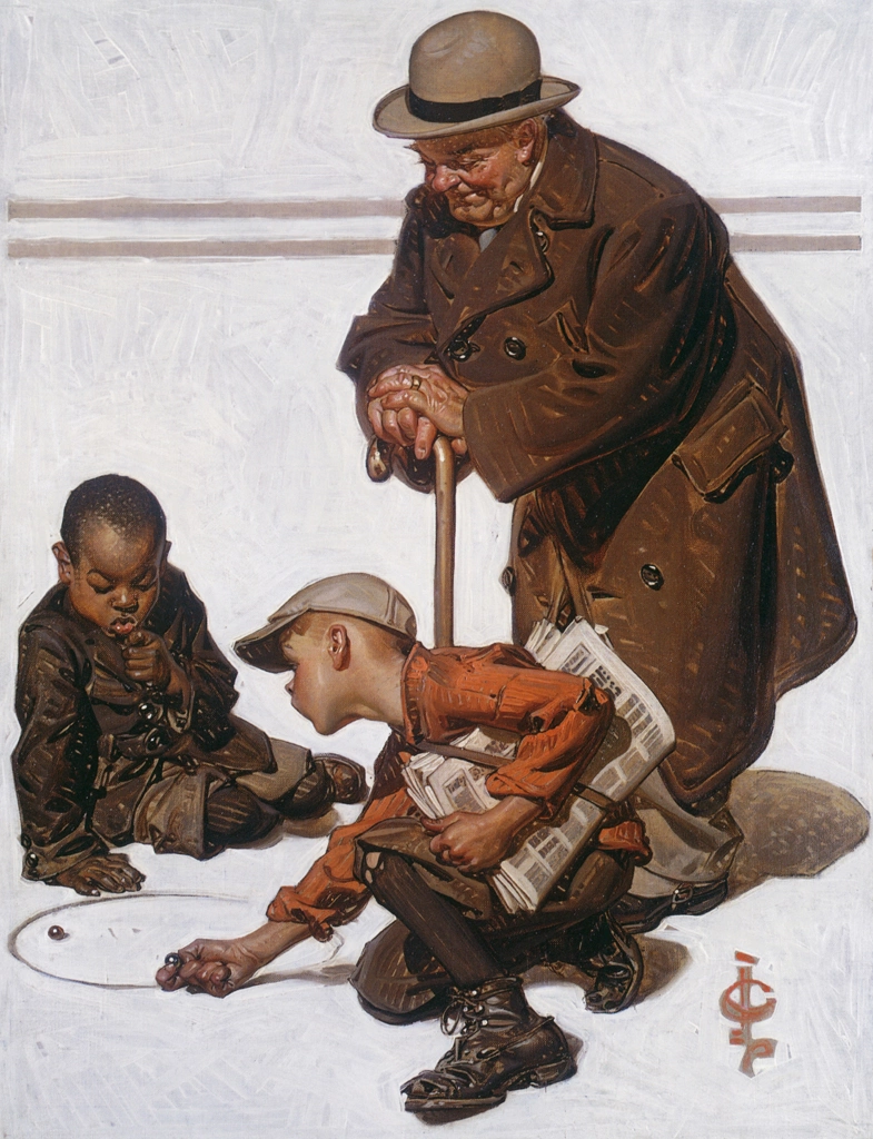 「ビー玉で遊ぶ少年たち」 J・C・ライエンデッカー （1925年） | J.C. Leyendecker: American Imagistより