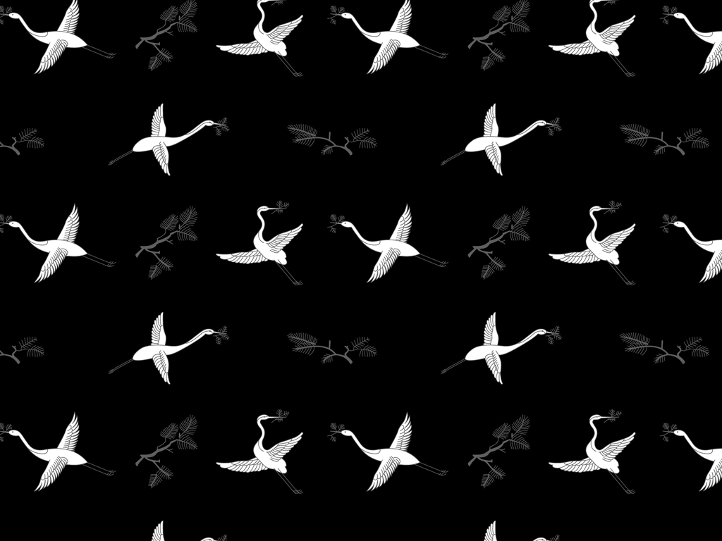 Set of 6 Crane Pattern Background Illustrations and Vectors | White and Black