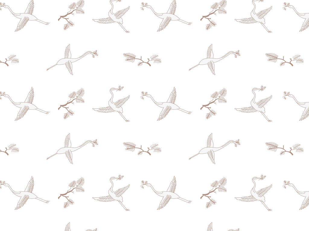 Set of 6 Crane Pattern Background Illustrations and Vectors | White