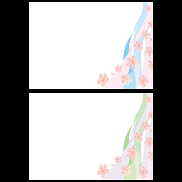 2種類の桜の花と流線の背景イラストとベクター