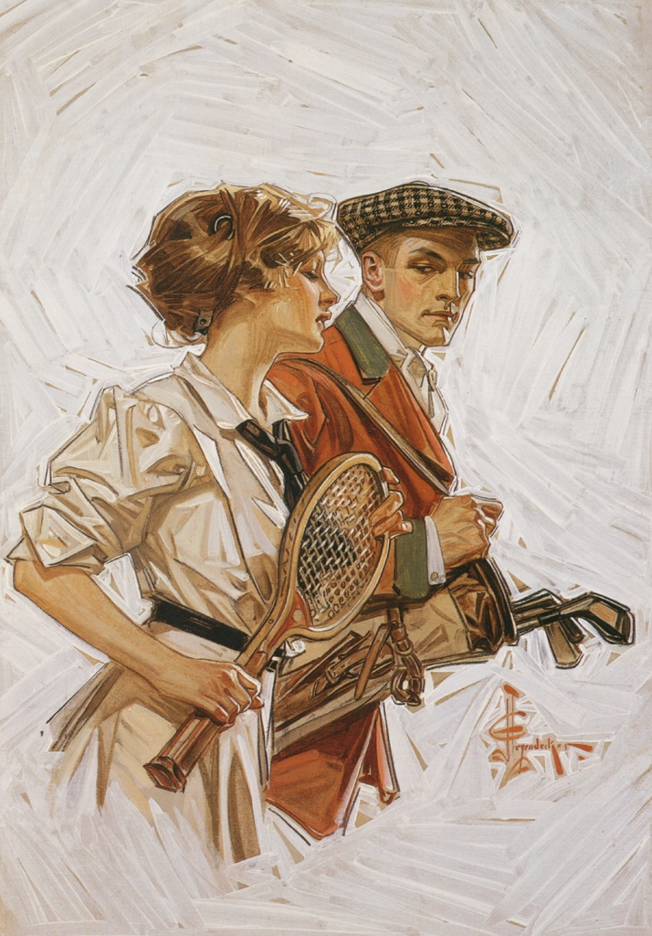 「ゴルフ？それともテニス？」 J・C・ライエンデッカー （1910年） | J.C. Leyendecker: American Imagistより