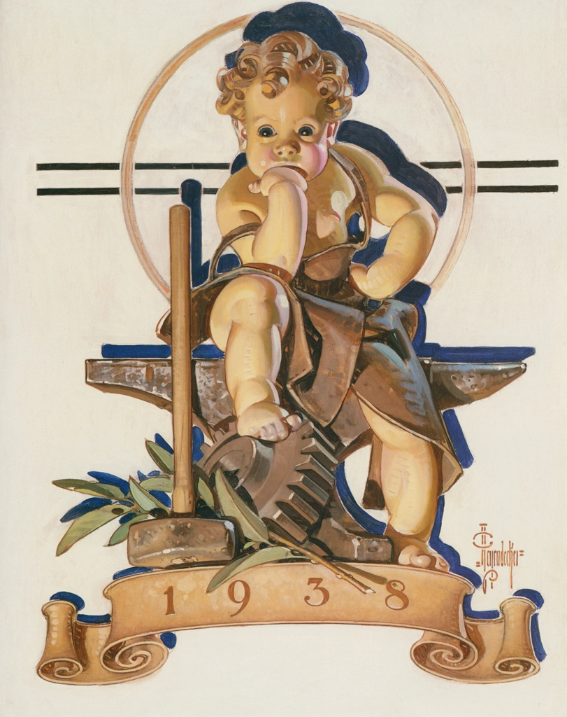 「ニューイヤーズベイビー 1938」 J・C・ライエンデッカー （1937年） | J.C. Leyendecker: American Imagistより