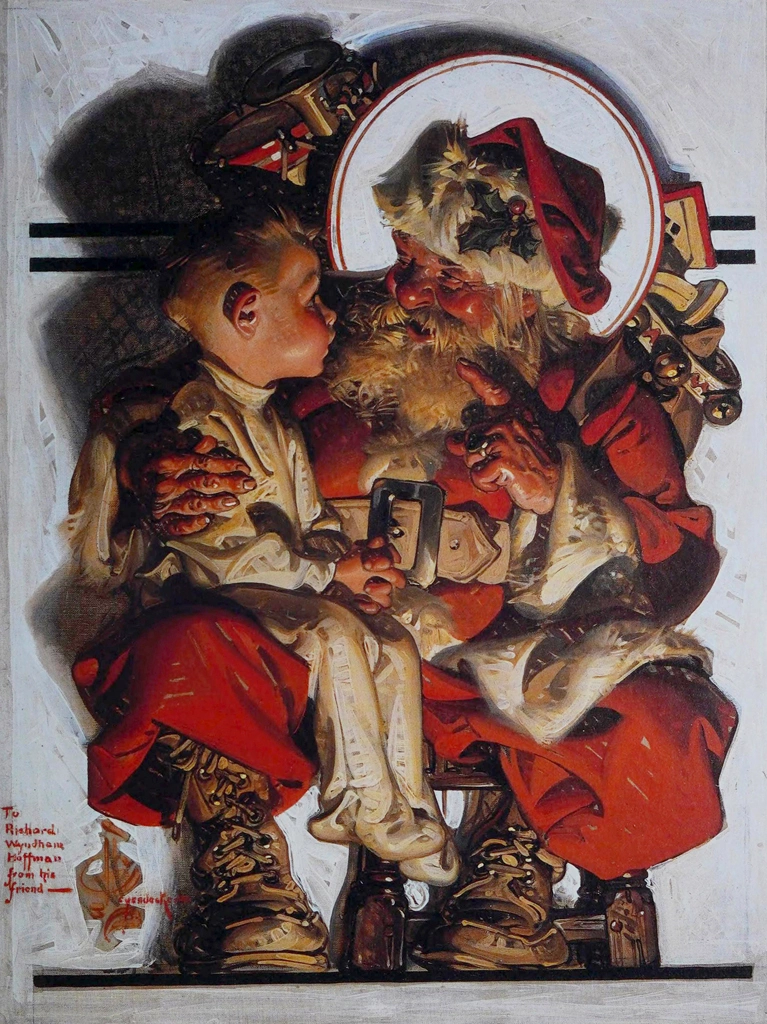 「クリスマス前夜（サンタの膝に乗る少年）」 J・C・ライエンデッカー （1923年） | The J. C. Leyendecker Collectionより