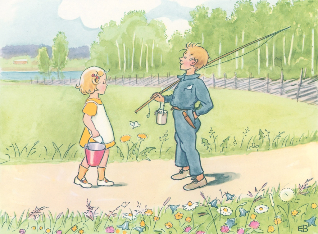 Plate #4 from “Talented Annika” by Elsa Beskow | The Girl Meets the Boy