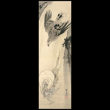 「鷹に追われる風神」 河鍋暁斎 （1886年）