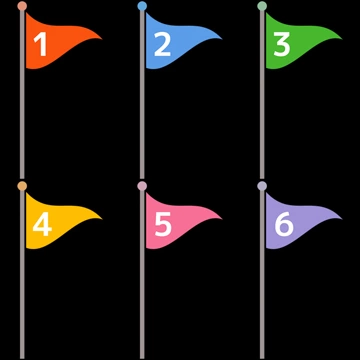 1位から6位までの等賞旗のイラストとベクター