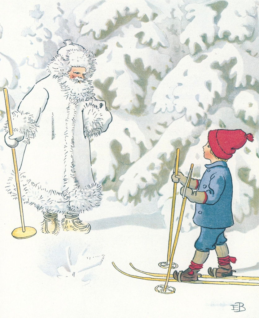 Plate #3 from “Olle’s Ski Trip” by Elsa Beskow | Olle Meets Jack Fros