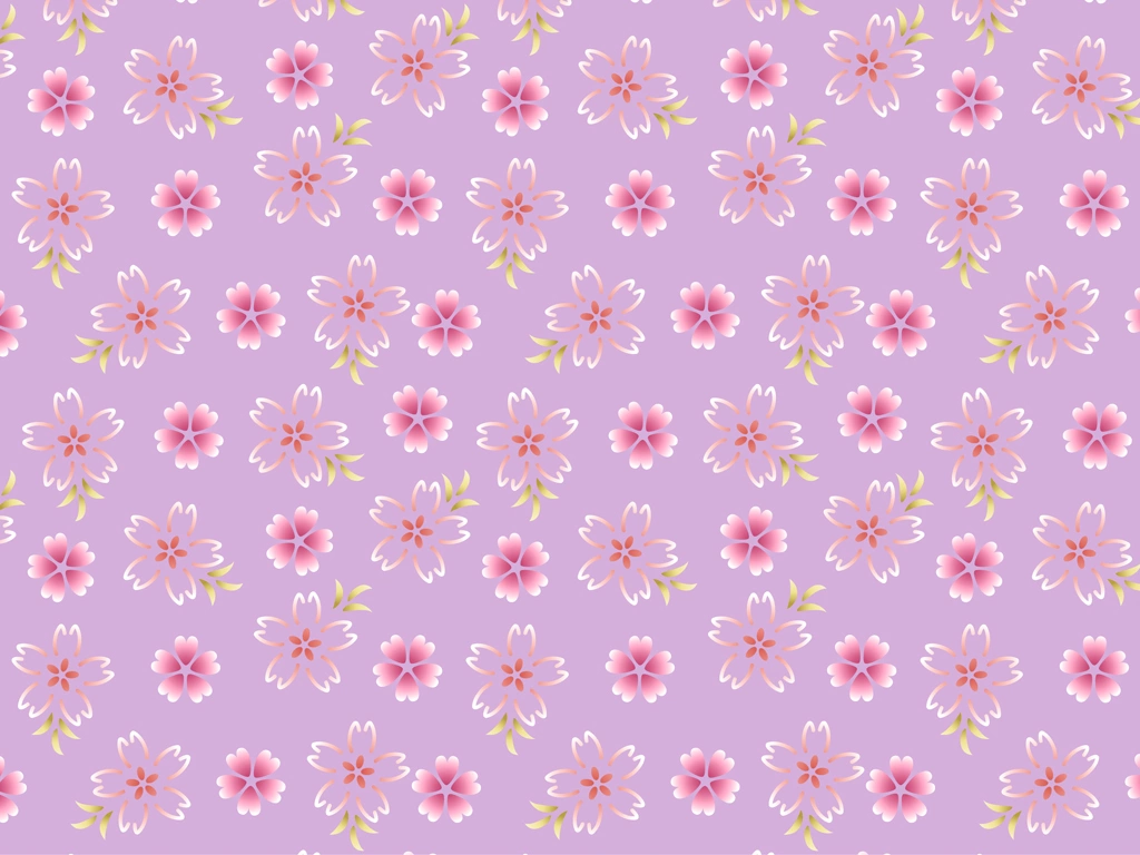6種類の桜の花柄の背景イラストとベクター | ピンク色