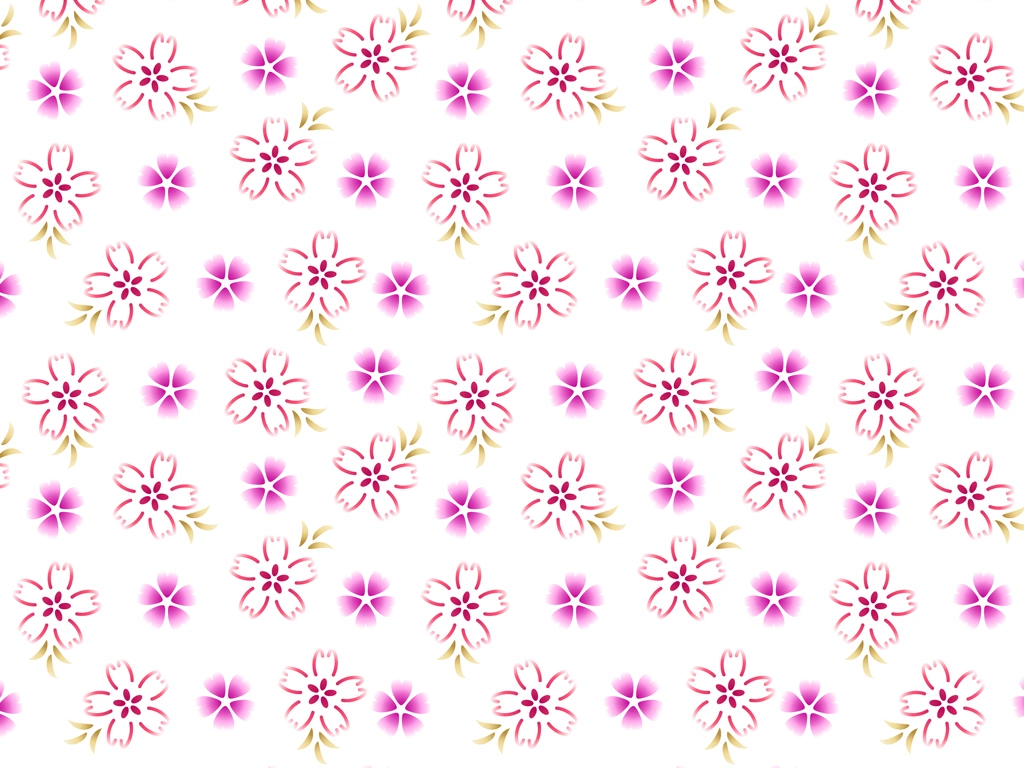 6種類の桜の花柄の背景イラストとベクター | ピンク色と白色