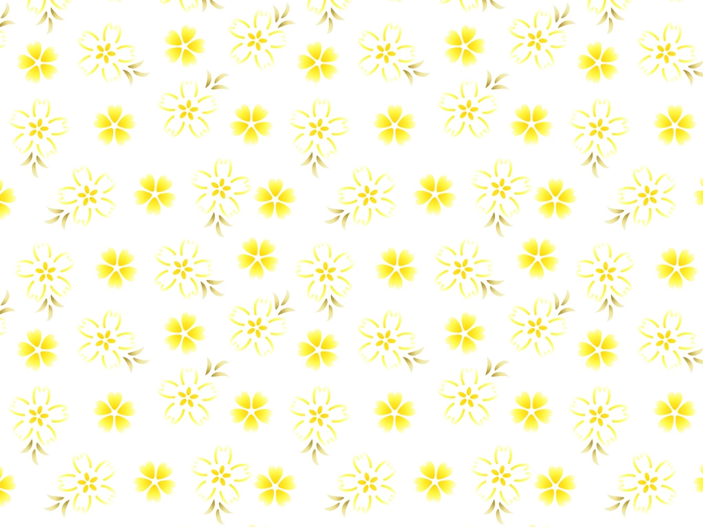 6種類の桜の花柄の背景イラストとベクター | 黄色と白色