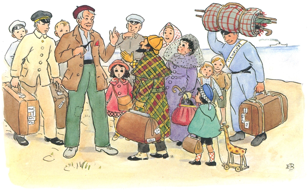 Plate #2 from “Peter’s Old House” by Elsa Beskow | Peter Interpreting at the Port