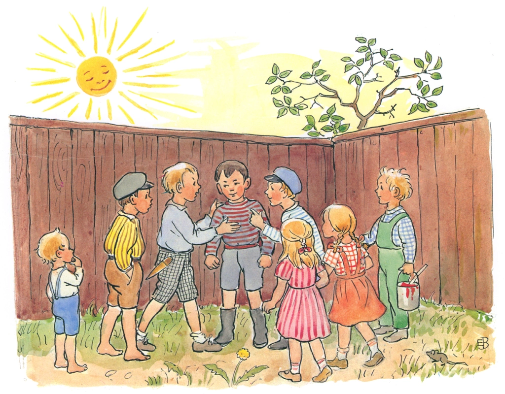 Plate #12 from “Peter’s Old House” by Elsa Beskow | Children Determined to Help Peter
