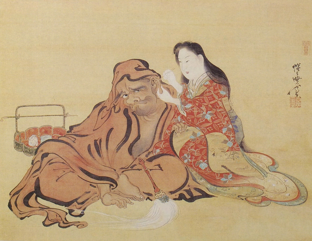Daruma’s Ear Cleaning by Kawanabe Kyōsai (circa 1871-89) | from Kyōsai: Kawanabe Kyōsai Kenkyūshi #10