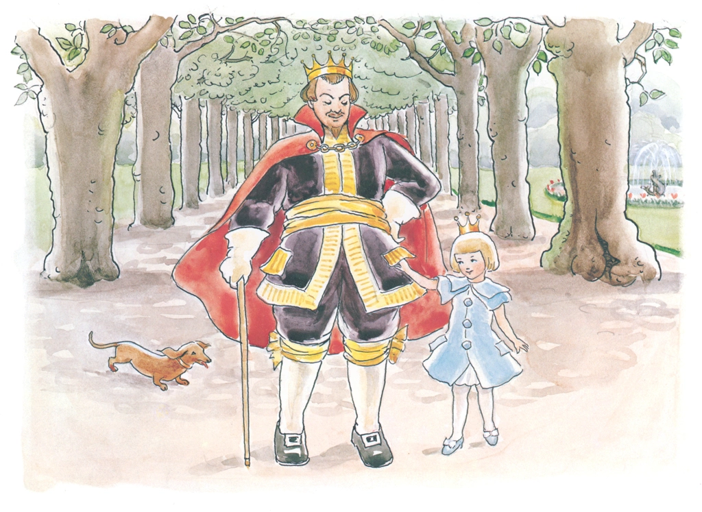 「おうじょさまのぼうけん 挿絵 #1」 エルサ・ベスコフ | セサレット王女と散歩する王様