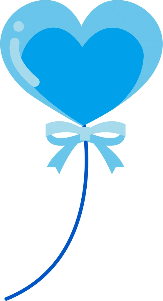 Set of 6 Heart Shaped Balloon Illustrations and Vectors | Light Blue