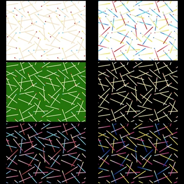 6種類のマッチ柄の背景イラストとベクター