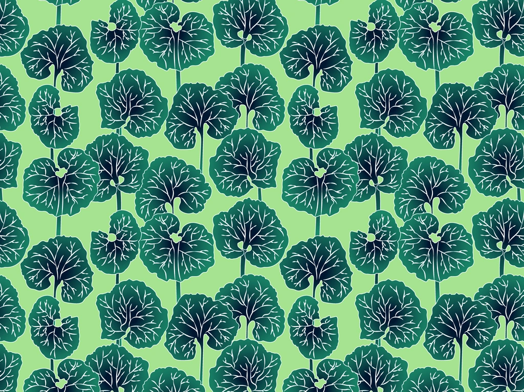 6種類の葉っぱ柄の背景イラストとベクター | 暗緑色と薄緑色