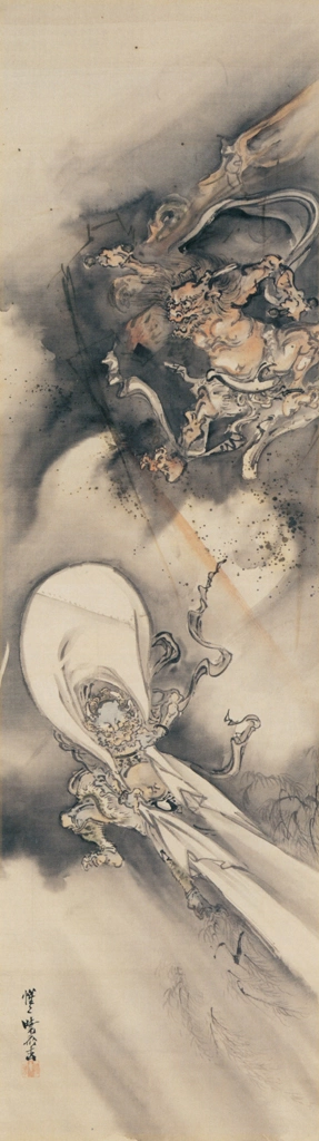 「風神雷神図」 河鍋暁斎 | 左隻 画鬼・暁斎 KYOSAI 幕末明治のスター絵師と弟子コンドルより