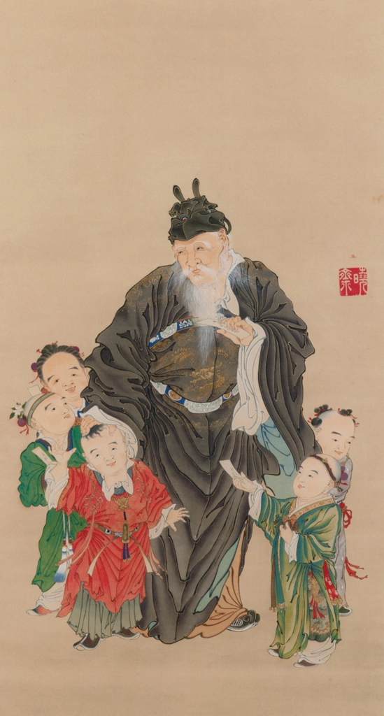 Tang-Dynasty General Guo Ziyi by Kawanabe Kyōsai | Left from Kyosai: master painter and his student Josiah Coder